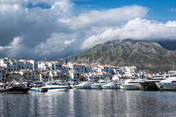 Fototapeta na wymiar Harbour of Puerto Banus in Marbella, Spain