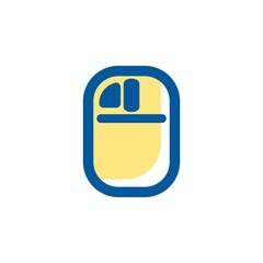 mouse icon filled line style, left click, scroll icon, computer input device, logo and presentation template