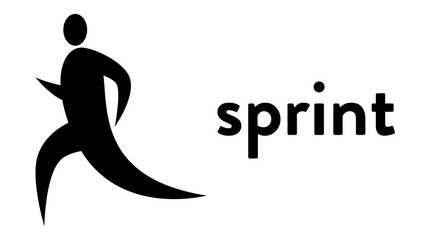 Vector banner with an icon of a sprint runner with text headline