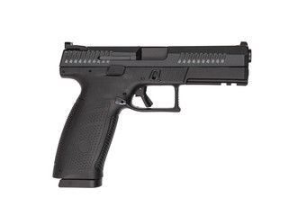 Black gun pistol isolated on white background. Short-barreled weapons for sports and self-defense....