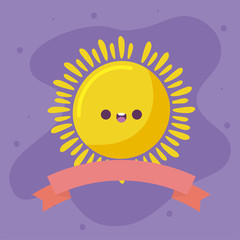 kawaii sun cartoon vector design