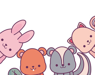 Obraz premium kawaii animals cartoons vector design