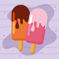 Sweet and frozen popsicles vector design