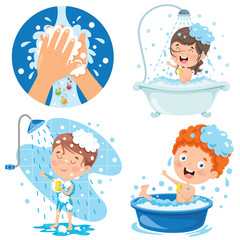 Collection Of Illustrations For Kids Personal Care - obrazy, fototapety, plakaty