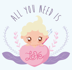 Cupid baby cartoon of valentines day vector design