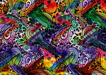 ethnic paisley 3d embroidery pattern