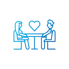 Isolated heart and woman man meeting vector design