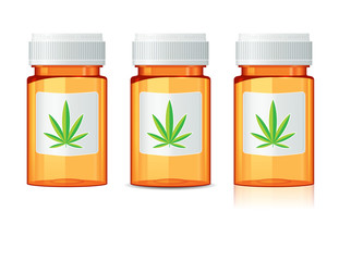Medicine Bottles with Medical Marijuana (Cannabis, CBD)