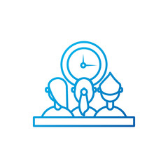 Isolated people meeting with clock vector design