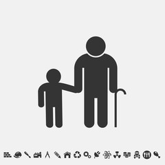 grand father and grand child icon vector for web and graphic design