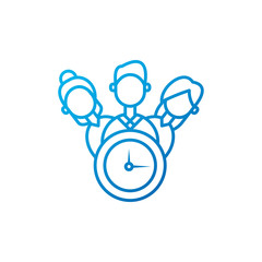 Isolated people meeting with clock vector design