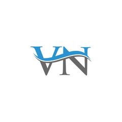 Fototapeta premium Initial VN Letter Linked Logo. Creative Letter VN Logo Vector With Blue and Grey Colors. VN Logo Design.