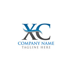 Initial XC Letter Linked Logo. Creative Letter XC Logo Vector With Blue and Grey Colors. XC Logo Design.