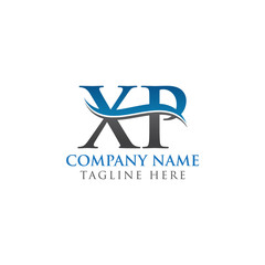 Initial XP Letter Linked Logo. Creative Letter XP Logo Vector With Blue and Grey Colors. XP Logo Design.