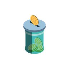 Isolated money coin and jar vector design