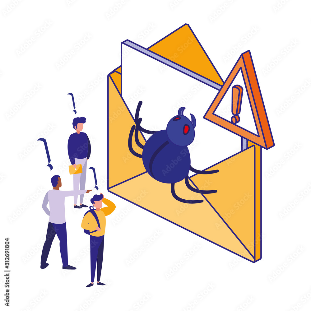 Poster envelope and men of security system vector design