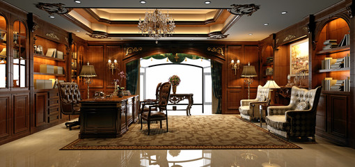 3d render modern working office interior