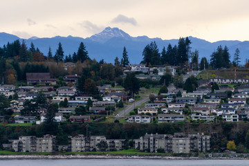 Campbell River, Vancouver Island, British Columbia, Canada. Beautiful view of residential homes on...