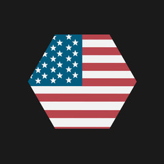 flag of united states of america in hexagon shape