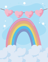 Isolated hearts and rainbow vector design