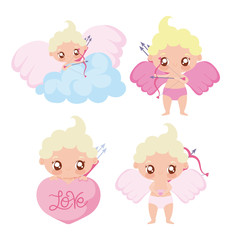 Cupid babies cartoons of valentines day vector design