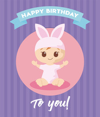 baby cartoon of happy birthday concept vector design