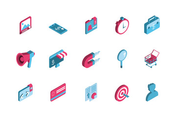 Isolated digital marketing icon set vector design