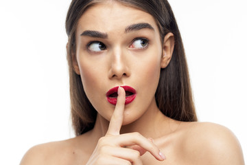 beautiful woman bare shoulders clean skin