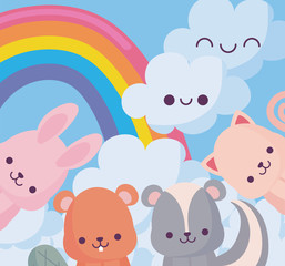 kawaii animals cartoons vector design