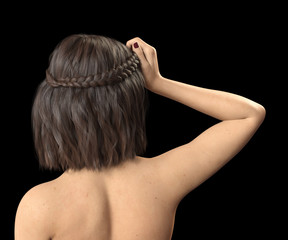 Fototapeta premium cry woman with makeup on black background, 3D Rendering