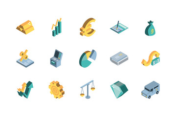 Money financial item and banking icon set vector design