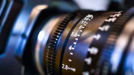 close up on media production video cameras in a recording studio ready for action