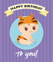 baby cartoon of happy birthday concept vector design