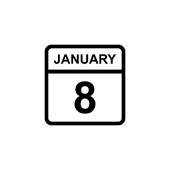 calendar - January 8 icon illustration isolated vector sign symbol