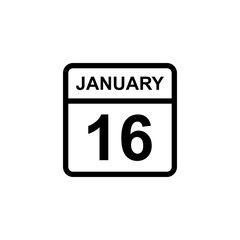 calendar - January 16 icon illustration isolated vector sign symbol