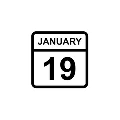 calendar - January 19 icon illustration isolated vector sign symbol