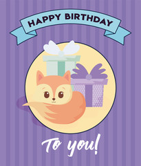 fox cartoon of happy birthday concept vector design