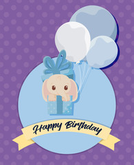 elephant cartoon of happy birthday concept vector design