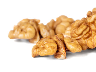 Walnut kernel isolated on white background. Food.