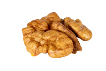 Walnut kernel isolated on white background. Food.