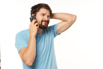 young man with headphones listening to music