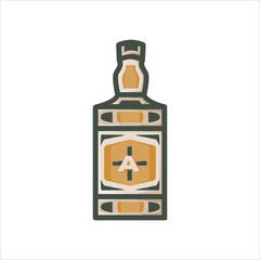 Vintage Logo Design, Liquor / Wine Bottles with retro lines and colors