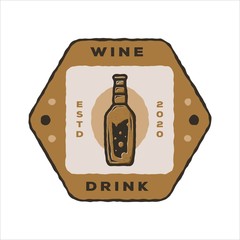 Vintage Logo Design, Liquor / Wine Bottle with a hexagon shape