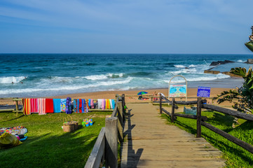 Fototapeta na wymiar Thompsons bay beach, Picturesque sandy beach in a sheltered cove with a tidal pool in Shaka's Rock, Dolphin Coast Durban north KZN South Africa