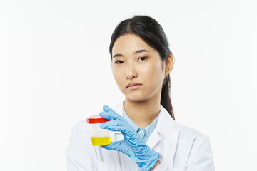 portrait of young woman with sponge
