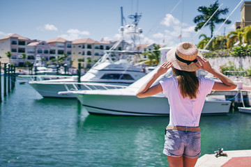 Fototapeta premium woman on a yacht