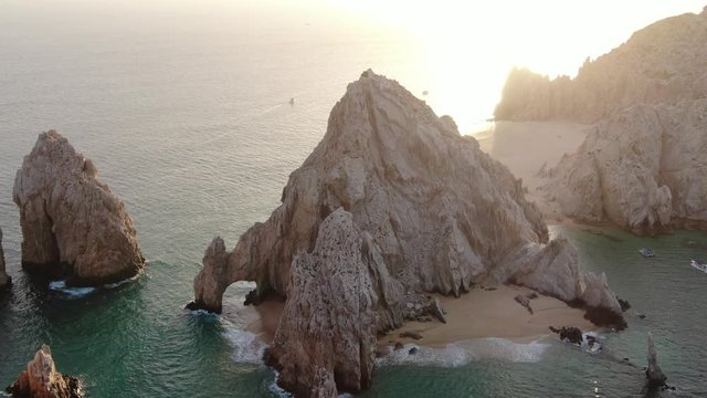 Cabo Arch aerial at sunset pan right Mavic 2 zoom 48 mm lens
