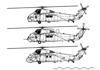 Fototapeta premium Westland Wessex. Vector drawing of military helicopter. Side view. Image for illustration.