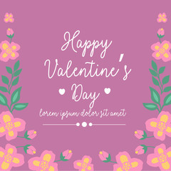 Unique Pattern of leaf and flower frame, for happy valentine greeting card design. Vector