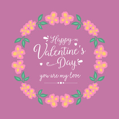 Romantic decorative of beautiful leaf and floral frame, for happy valentine invitation card design. Vector